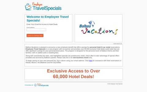 Employee Travel Specials