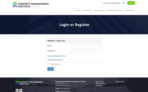Login or Register - Property Management Institute of Canada
