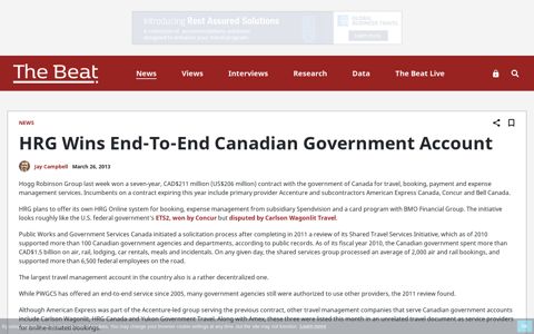 HRG Wins End-To-End Canadian Government Account | The ...