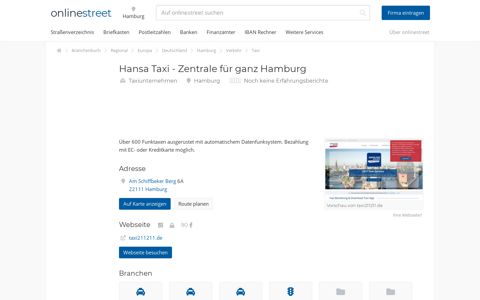 Hansa Taxi - Zentrale für ganz Hamburg: Taxiunternehmen ...