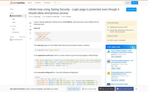 Infinite loop using Spring Security - Login page is protected ...