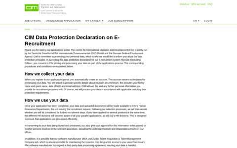 CIM Data Protection Declaration on E-Recruitment