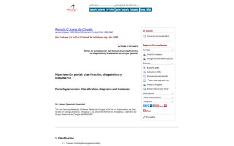 Hipertensión portal: clasificación, diagnóstico y tratamiento