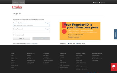 Sign Into Your Frontier account | Frontier.com