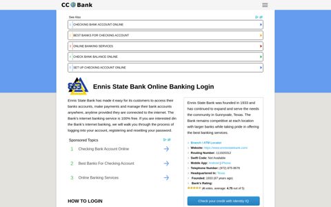 Ennis State Bank Online Banking Login - CC Bank
