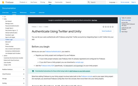 Authenticate Using Twitter and Unity | Firebase