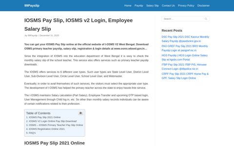 IOSMS Pay Slip 2020 iOSMS v2 Login, Salary Slip Download