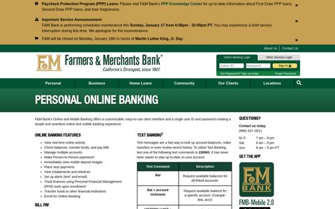 Personal Online Banking | F&M Bank