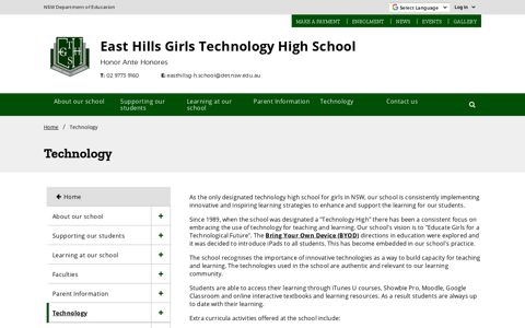 Technology - East Hills Girls Technology High School