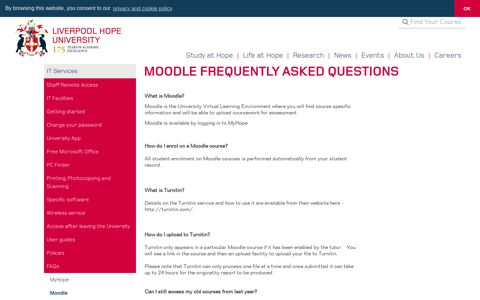 Moodle Frequently Asked Questions - Liverpool Hope University