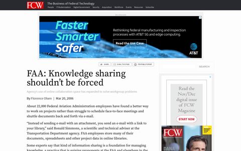 FAA: Knowledge sharing shouldn't be forced -- FCW