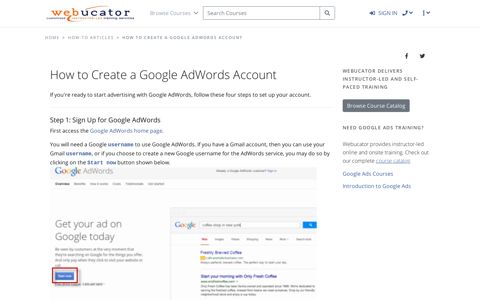 How to Create a Google AdWords Account | Webucator