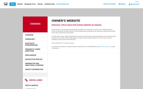 Honda Owners Website: Services, Benefits & Tools | Honda ...