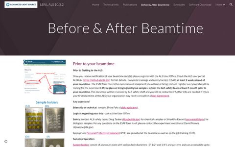 LBNL ALS 10.3.2 - Before & After Beamtime - Google Sites
