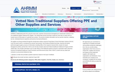 Vetted Non-Traditional Suppliers Offering PPE and Other ...