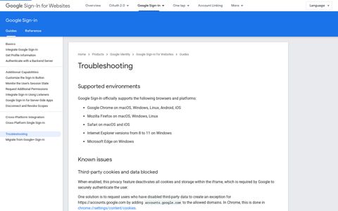 Troubleshooting | Google Sign-In for Websites | Google ...
