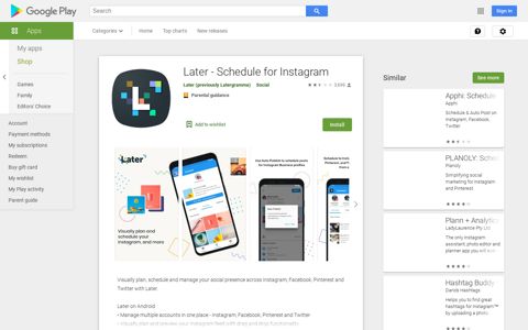 Later - Schedule for Instagram – Apps on Google Play