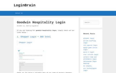 Goodwin Hospitality Shopper Login • 360 Intel - LoginBrain