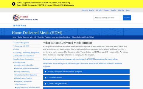 Home-Delivered Meals (HDM) | Texas Health and Human ...