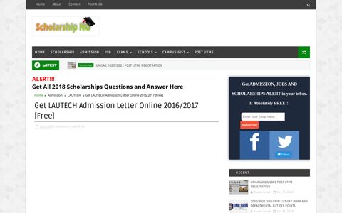 Get LAUTECH Admission Letter Online 2016/2017 [Free ...