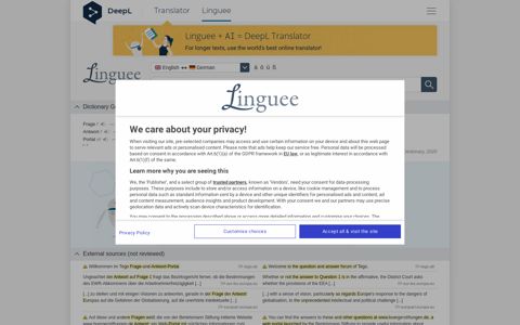 Frage Antwort Portal - English translation – Linguee