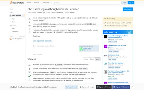 php : save login although browser is closed - Stack Overflow