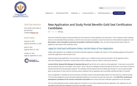 New Application and Study Portal Benefits Gold Seal ...