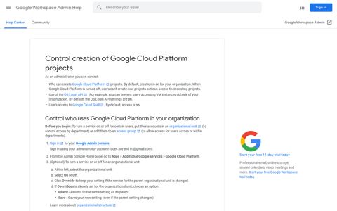 Control creation of Google Cloud Platform projects - Google ...
