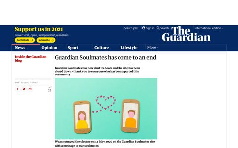 Guardian Soulmates has come to an end | | The Guardian