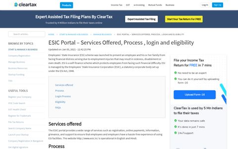 ESIC Portal – Services Offered, Process , login and eligibility