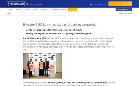 Emirates NBD launches Liv. digital banking proposition ...