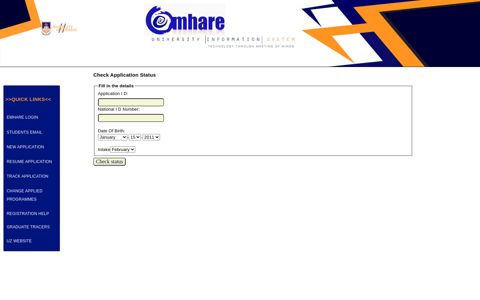 University of Zimbabwe Student Registration ... - Emhare
