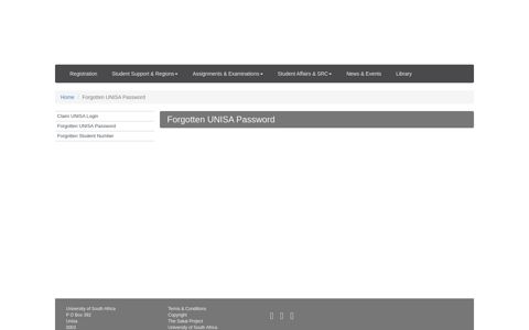 Forgotten UNISA Password