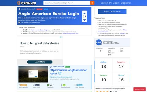 Anglo American Eureka Login - Portal-DB.live