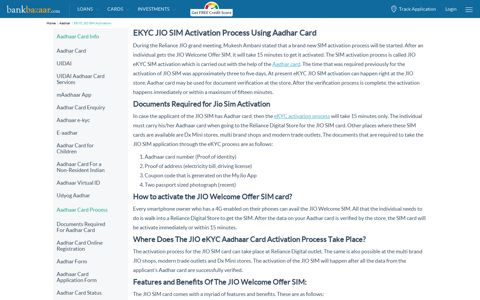 EKYC JIO SIM Activation Process Using Aadhar Card