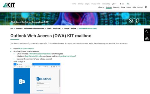 Outlook Web Access (OWA) KIT mailbox - Steinbuch Centre ...