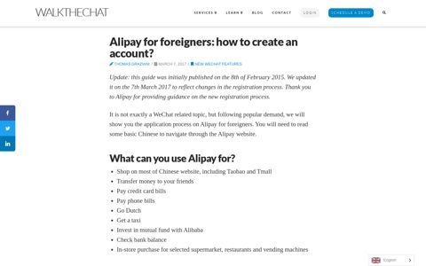 Alipay for foreigners: how to create an account? - WalktheChat