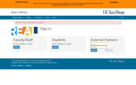 UCSD REAL Portal - UC San Diego