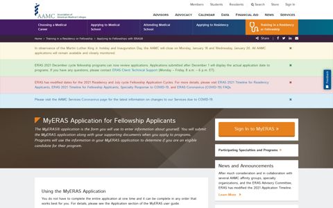 MyERAS Application for Fellowship Applicants - AAMC Students