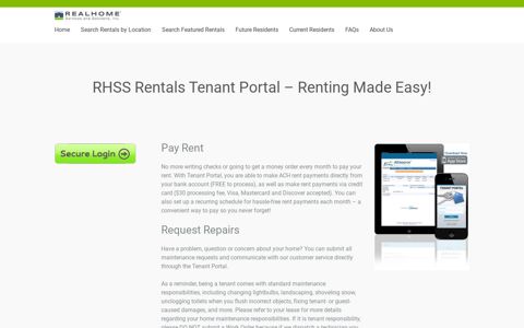 RHSS Rentals Tenant Portal - Pay Rent | Submit Repairs