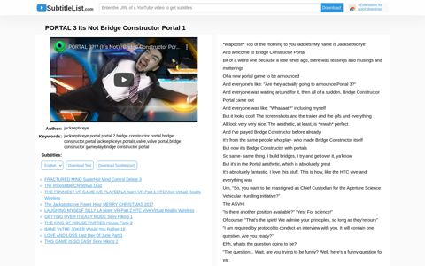PORTAL 3 Its Not Bridge Constructor Portal 1 - SubtitleList.com