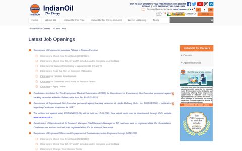 Latest Job Openings : IndianOil | Oil and Gas Job Vacancies
