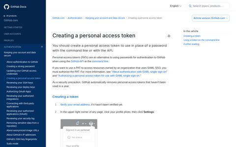 Creating a personal access token - GitHub Docs