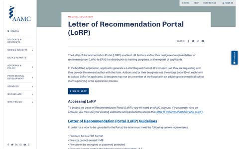 Letter of Recommendation Portal (LoRP) | AAMC