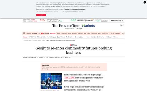 Geojit to re-enter commodity futures broking business - The ...
