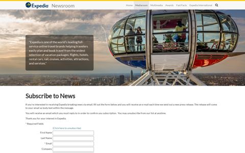 Subscribe to News - Newsroom - Expedia