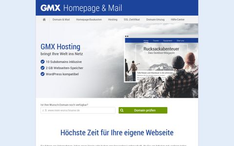 Eigene Homepage erstellen | GMX Homepage & Mail
