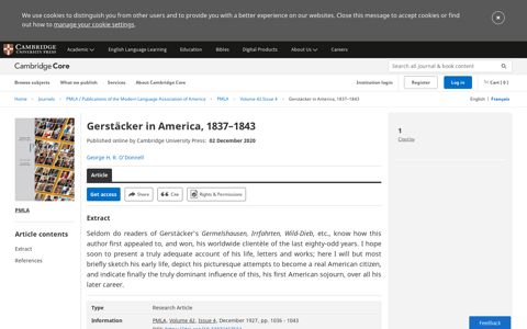 Gerstäcker in America, 1837–1843 | PMLA | Cambridge Core