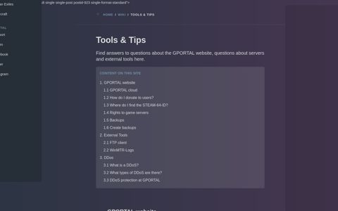 Tools & Tips GPORTAL Website & Functions explained