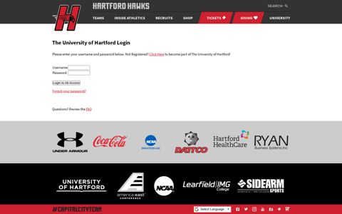 The University of Hartford Login - Hartford Hawks Athletics